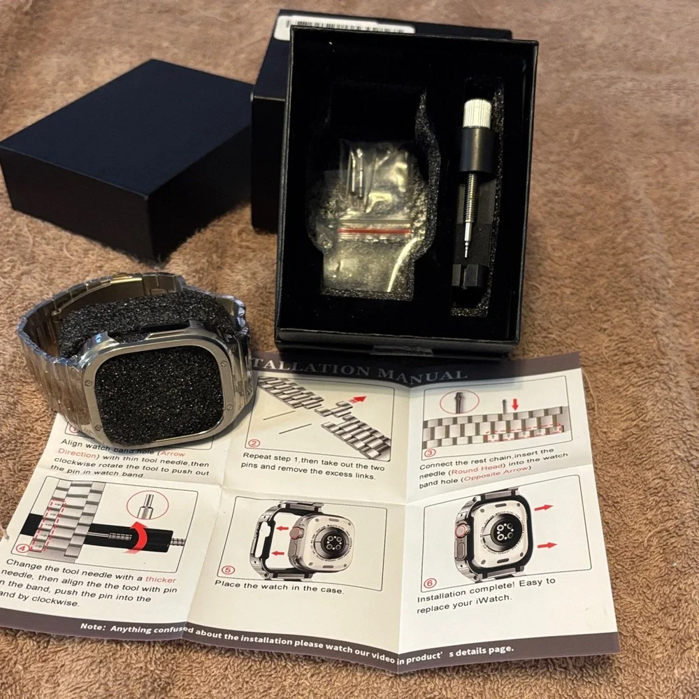 Premium Silver Smartwatch Case with Black Accents